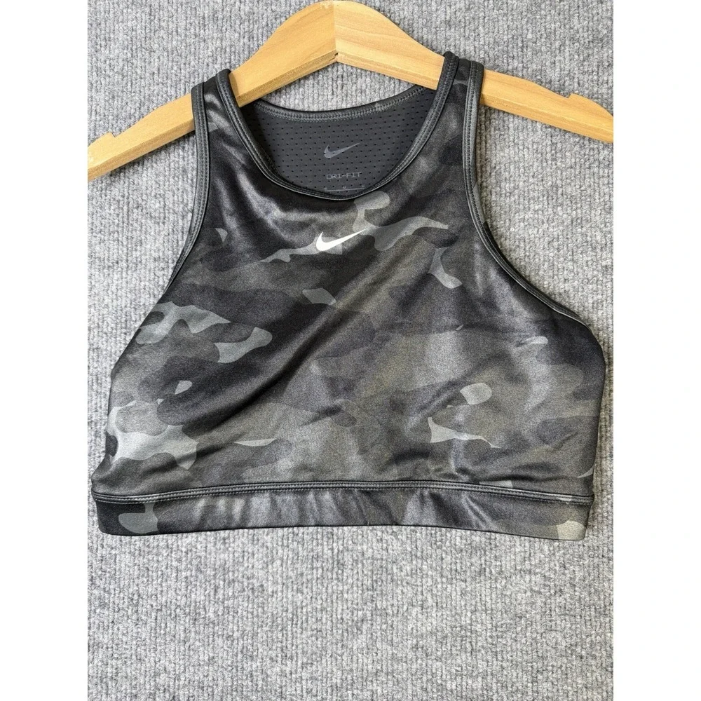 NIKE Dri FIT Sports Bra Womens‎ Medium Black Camo Racerback Me